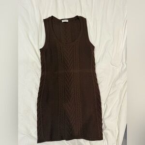 Aritzia Babaton Brown Knit Mini Dress